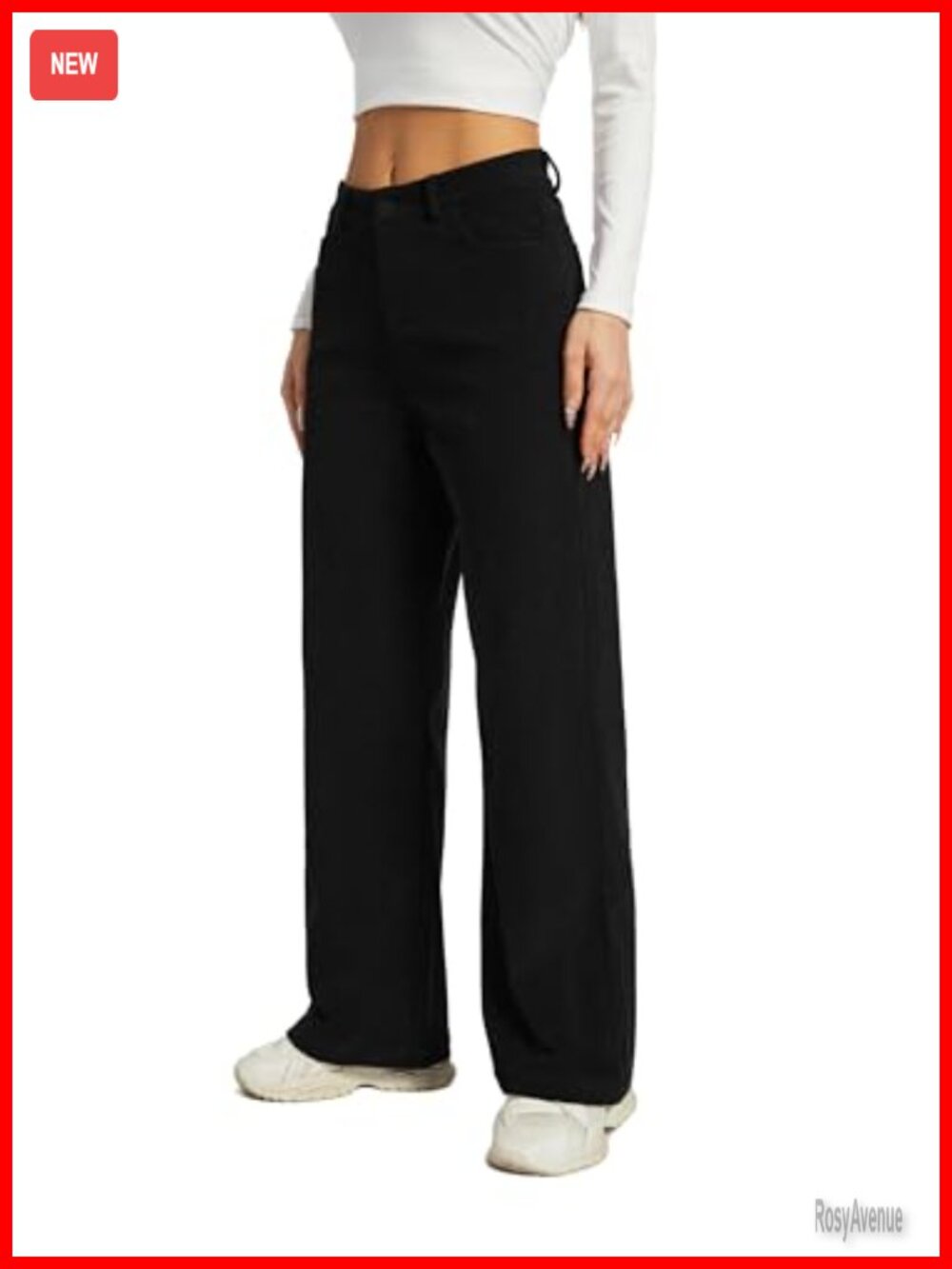 Mid Rise Corduroy Pants Straight Leg Loose Fit Fall Work Trousers
